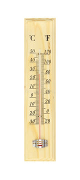 Extra-Large 27cm Wooden Wall Thermometer with Glass for Indoor and Outdoor Decor