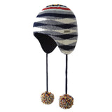 KANGOL Chameleon Earlap Beanie Hat Winter Warm Pom Pom Wool Blend - Dark Blue - Front View