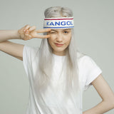 Kangol Bermuda Stripe Headband Stretch Sweatband - White/Ciano - One Size - Top-Down View
