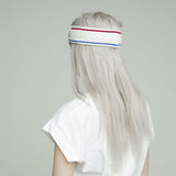 Kangol Bermuda Stripe Headband Stretch Sweatband - White/Ciano - One Size - Rear View