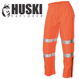 Huski Mens Tarmac Hi Vis Trousers Pants High Visibility Safety Pants - Orange - 5XL (117cm) - Front View