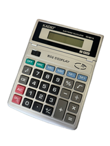 Efficient 8-Digit Solar and Battery-Powered LCD Desktop Calculator for Office Use - Side View