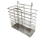Stainless Steel Cutlery Basket Holder Drying Rack - Chrome - Front View