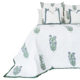 Kolka Iris Quilt Bedspread Throw Rug Queen Size - Front View