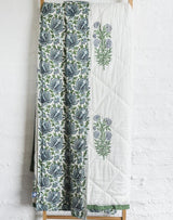 Kolka Iris Quilt Bedspread Throw Rug Queen Size - Side View