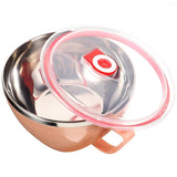 900ml Stainless Steel Instant Noodle Solid Bowl Korean Mi Goreng w Lid & Handle - Front View