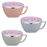 900ml Stainless Steel Instant Noodle Solid Bowl Korean Mi Goreng w Lid & Handle - Side View
