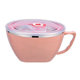900ml Stainless Steel Instant Noodle Solid Bowl Korean Mi Goreng w Lid & Handle - Low Angle