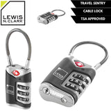 Lewis N. Clark TSA Approved Easy Set Combination Luggage Lock w Steel Cable - Close-Up Angle