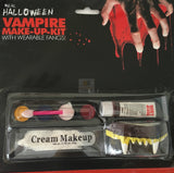 Gothic Vampire Makeup Set - Halloween Face Paint, Zombie Costume Accessories with Fake Blood and Fangs - Front View