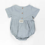 Capri Blue Linen Romper for Babies & Kids - Size 2Y Only - Top-Down View