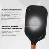3K Graphite Carbon Fiber Pickleball Paddles Pickle Ball Racket Racquet - Rear View