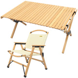 Chair & Table Set Bamboo Camping Folding Portable Outdoor Picnic Travel BBQ - Front View