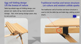3 Chairs & 1 Table Set Bamboo Camping Folding Portable Outdoor Picnic Travel BBQ - Close-Up Angle