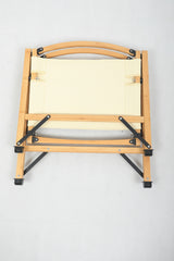 Bamboo Portable Folding Outdoor Chair for Camping and Picnics - Khaki/Beige - Close-Up Angle