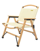 4x Bamboo Canvas Foldable Outdoor Camping Chair Wooden Picnic Park - Khaki/Beige - Side View