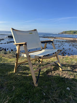 4x Bamboo Canvas Foldable Outdoor Camping Chair Wooden Picnic Park - Khaki/Beige - Extra Image