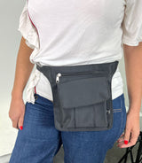 Milleni Waist Bag Utility Travel Belt Bum Bag Adjustable Strap w/ Zipper in Black - Side View