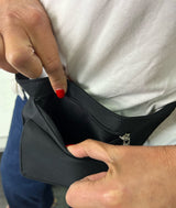 Milleni Waist Bag Utility Travel Belt Bum Bag Adjustable Strap w/ Zipper in Black - 45-Degree Angle