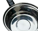 14cm Elegant Stainless Steel Milk Pot with Glass Lid for Coffee and Cooking - Top-Down View