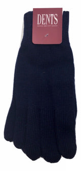 100% PURE WOOL GLOVES Winter Snow Ski Plain Knit Knitted Warm Plain - Navy - Front View