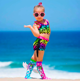 MADMIA Flying Unicorn Toddler Long Knee High Socks - Girl's Pair - Pink/Blue - Top-Down View