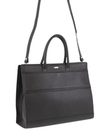 Morrissey Womens Italian Leather Laptop Bag Computer Tote Handbag - Black - Side View