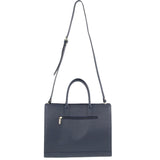 Morrissey Italian Structured Leather Tote Unisex Computer Bag Handbag - Navy