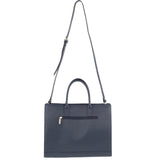 Morrissey Italian Structured Leather Tote Unisex Computer Bag Handbag - Navy - 45-Degree Angle