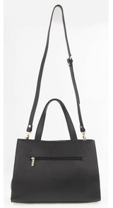 Morrissey Womens Italian Structured Leather Bag Tote Handbag Ladies - Black - Side View