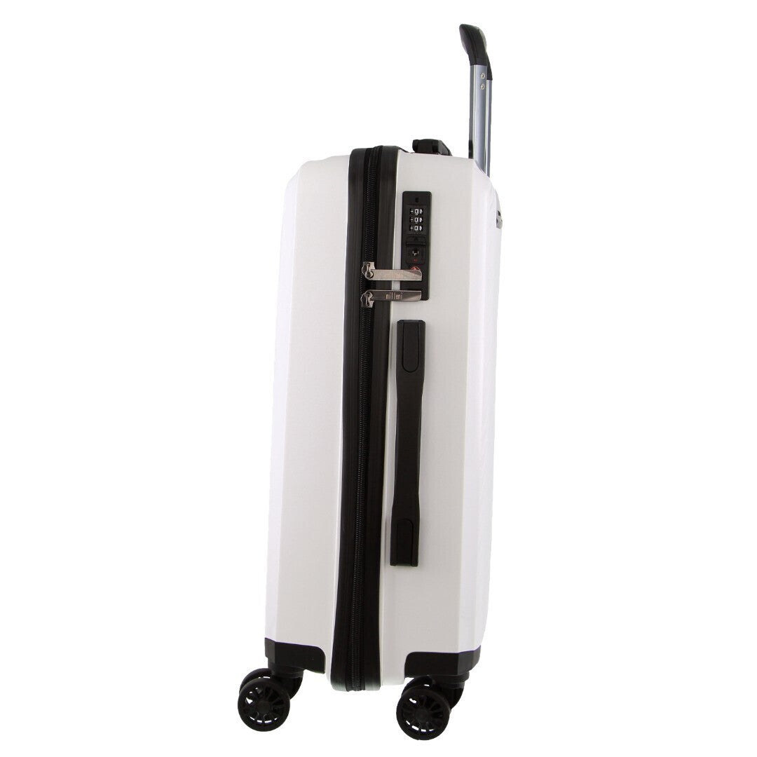 Contemporary White Cabin Luggage Bag - Pierre Cardin Inspired Milleni 54cm Suitcase (39L)