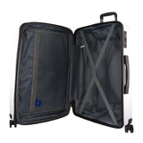 Pierre Cardin Milleni 75cm Expandable Travel Suitcase - Stylish White Checked Luggage Bag