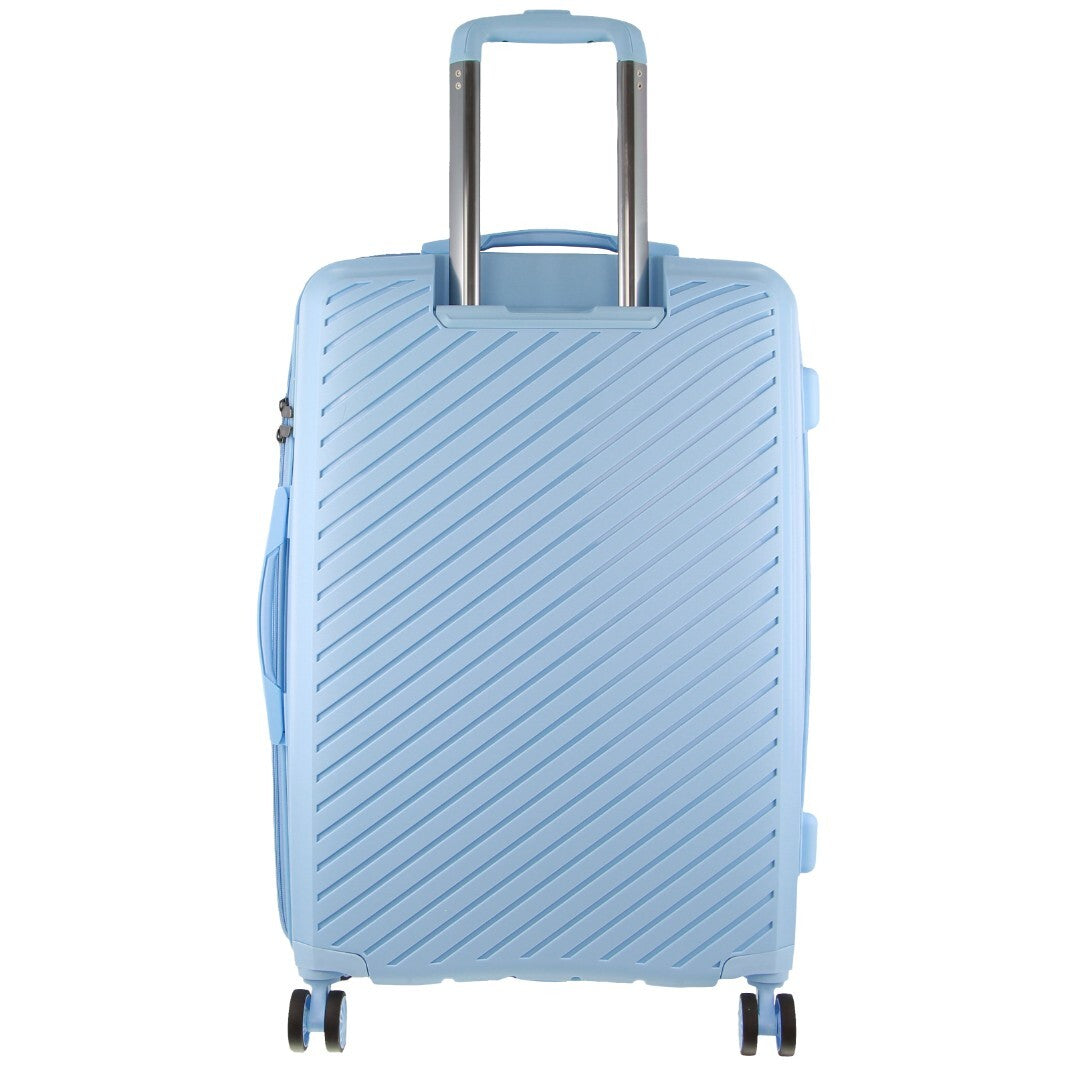 Milleni Blue Checked Luggage Bag - 65cm Carry-On Suitcase Inspired by Pierre Cardin