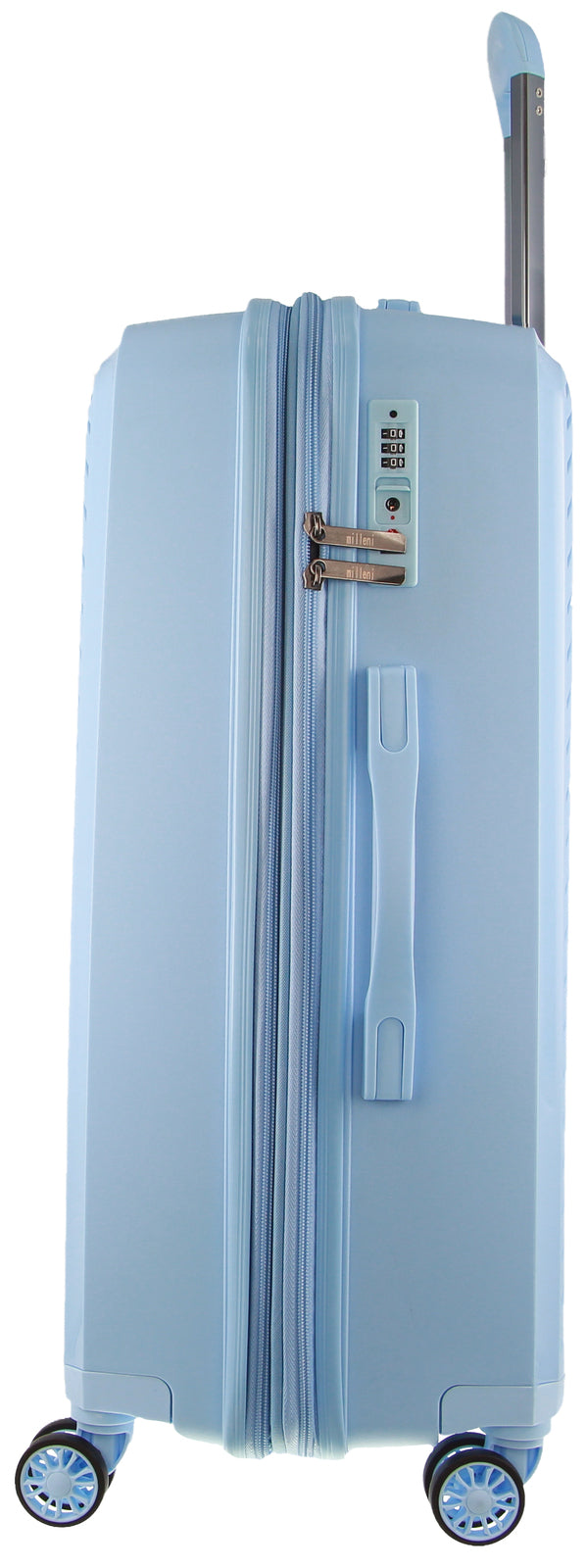 Milleni Blue Checked Luggage Bag - 65cm Carry-On Suitcase Inspired by Pierre Cardin