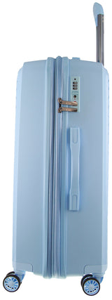 Milleni Blue Checked Luggage Bag - 65cm Carry-On Suitcase Inspired by Pierre Cardin - Rear View