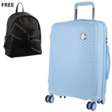 Pierre Cardin Inspired Milleni Luggage Bag Large in Blue + FREE Milleni Waist Bag - Front View