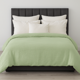 100% Cotton Muslin Duvet Quilt Cover Set w/ 2 Pillow Cases in Pastel Green - Double - Front View
