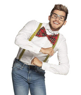 Geeky Costume Accessory Set - Retro Nerd Glasses, Bow Tie & Suspenders for Dress Up Parties - Rear View