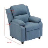 Erika Blue Children's Recliner Sofa Chair - Cozy Lounge Armchair for Kids - Close-Up Angle