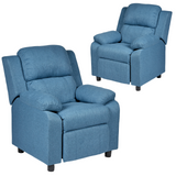 Set of 2 Erika Blue Kids Recliner Sofa Chair Blue Lounge Couch Armchair Childrens - Front View