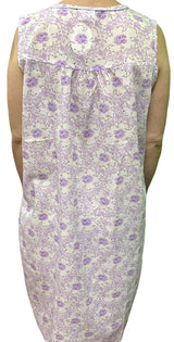 Womens 100% Cotton Sleeveless Nightie Gown Night Dress Pyjamas PJ Pajamas Sleep - Lilac - 12 - 45-Degree Angle