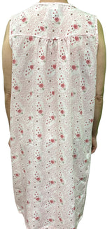 Womens 100% Cotton Sleeveless Nightie Gown Night Dress Pyjamas PJ Pajamas Sleep - Pink - 14 - 45-Degree Angle