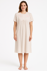 Womens Ladies Cotton Blend Nightie Night Gown Pajamas Pyjamas Sleepwear PJ - Pink - 16