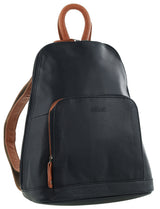 Milleni Soft Nappa Leather Travel Backpack - Black/Cognac