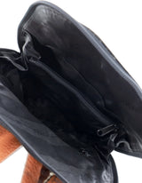 Milleni Soft Nappa Leather Travel Backpack - Black/Cognac - Side View