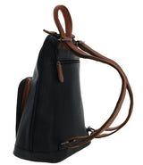 Milleni Soft Nappa Leather Travel Backpack - Black/Cognac