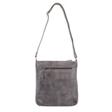 Milleni Ladies Nappa Leather Zip Closure Cross Body Bag Travel - Slate - Top-Down View