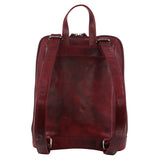 Milleni Ladies Nappa Leather Bag Twin Zip Backpack w/ Zipped Pocket - Cherry Red - Top-Down View