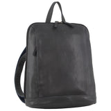Milleni Ladies Nappa Leather Bag Twin Zip Backpack w/ Zipped Pocket - Teal - Front View