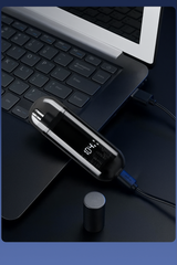 Handheld Portable Nose Hair Trimmer Rechargeable USB-C Clipper Shaver in Black - Top-Down View